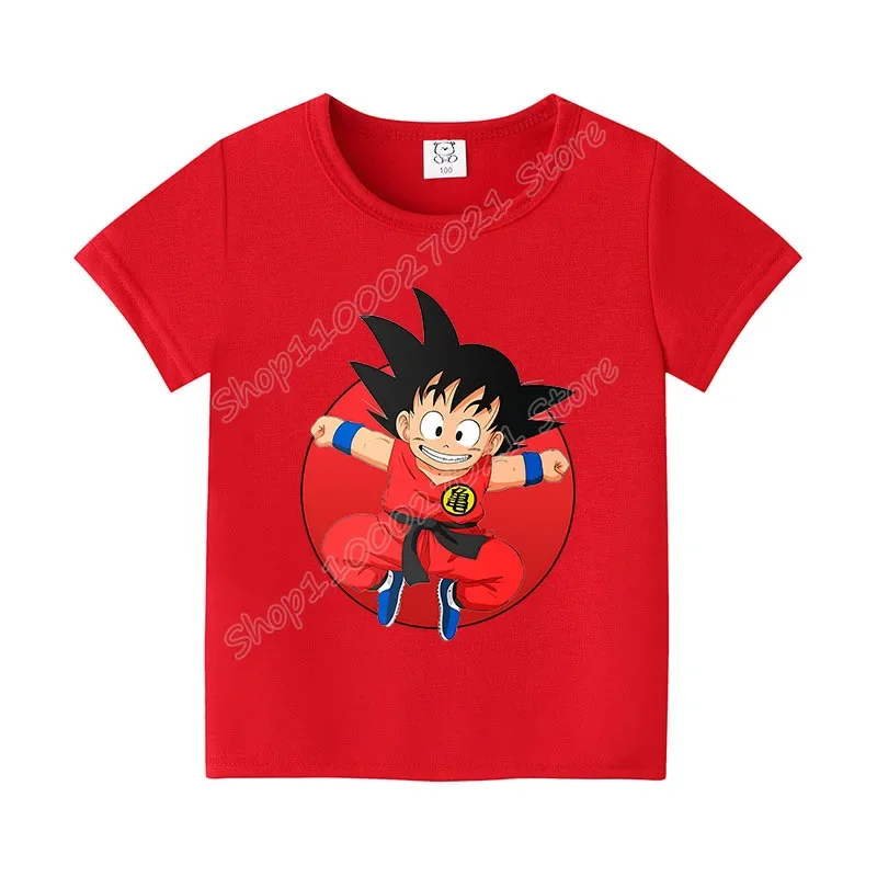 Dragon Ball Goku T-shirt for Children New Colored Clothing Fashion Anime Tops Kawaii Clothes Cartoon Figure Sunmer Tee Kids Gift view 2