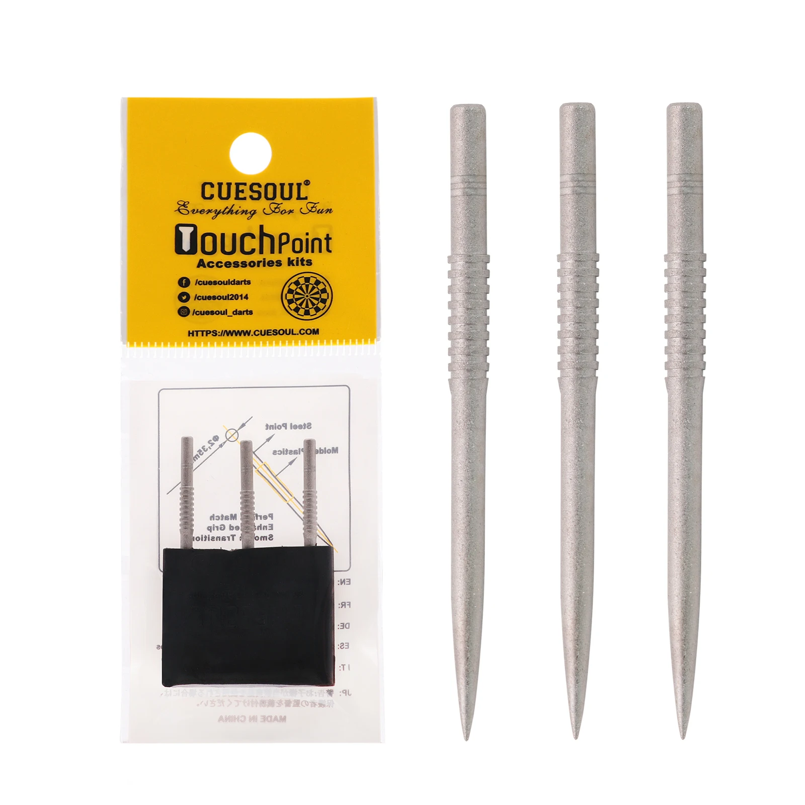 

CUESOUL TOUCH POINT II Replacement Dart Steel Grooved Points,Steel Tips-41mm