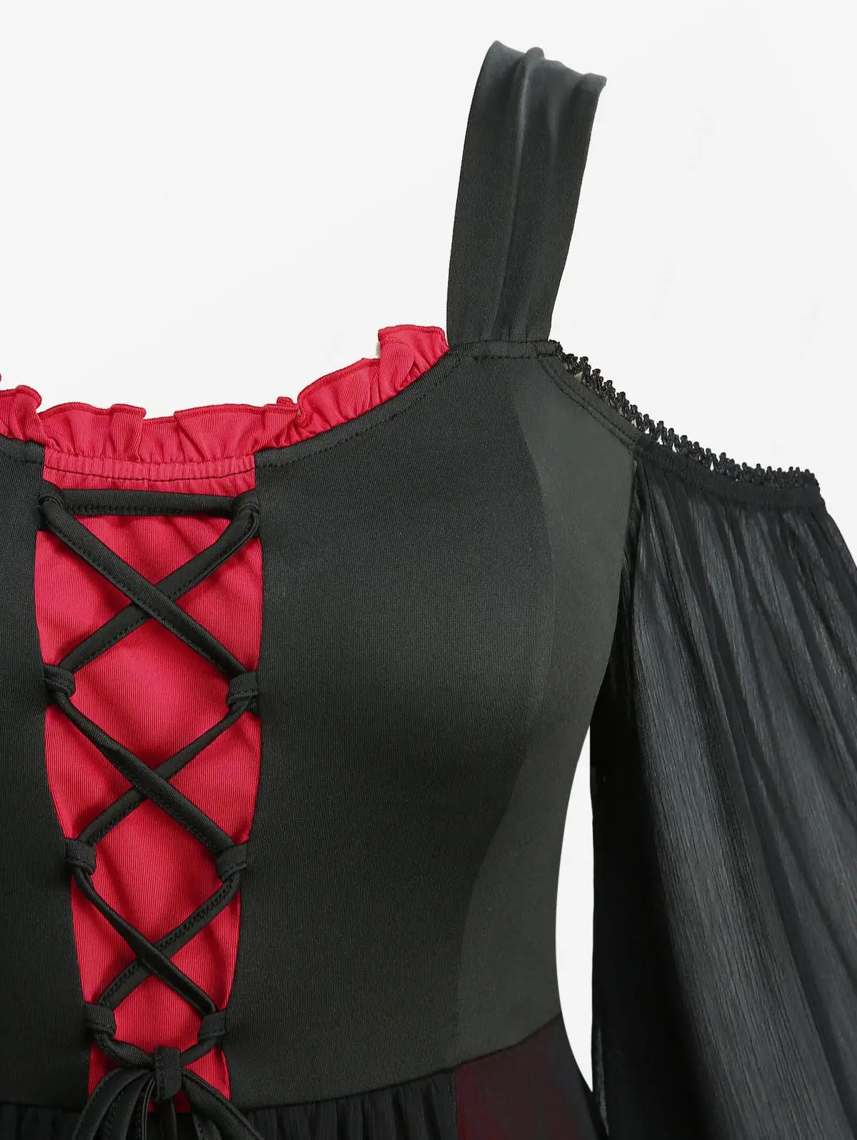 女性用フローラルメッシュドレス,レーストリム,チェーンパネル,長袖,シャーリング,カジュアル,ラージサイズ,秋,冬