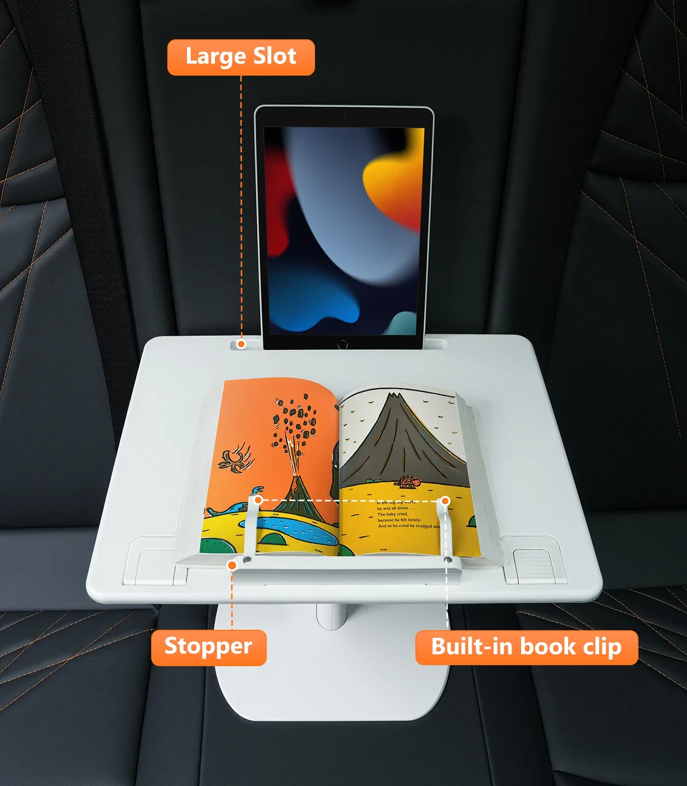 

Oatsbasf Portable Car Laptop Stand Tablet Stand Desk for Reading Book Angle Adjustable Desk with Clips for Reading Detachable