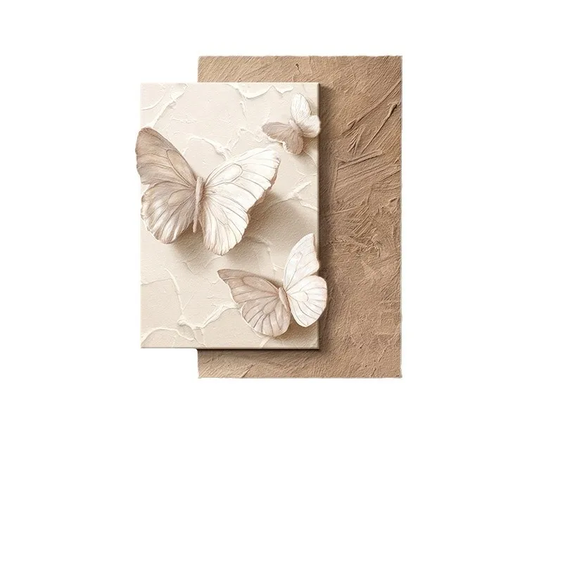 Cream wind three-dimensional relief decorative painting butterfly wall painting texture high-end entrance hanging painting