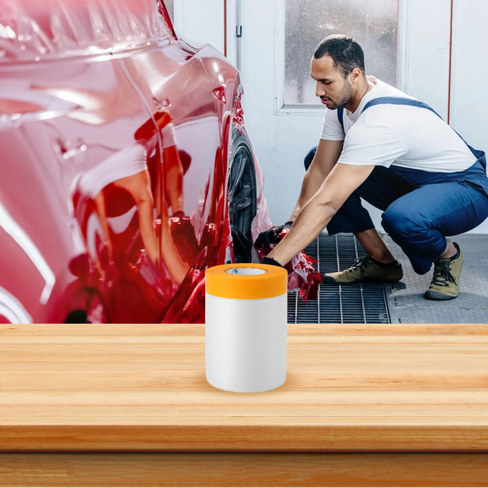 1 Roll Clear Automotive Masking Film Small Size Plastic Painting Film for Car Paint Protection Efficient Dirt Prevention and
