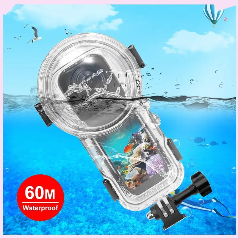 

B24B Transparent Shell Waterproof Diving Case For Insta360 X5 Sports Camera,60M Underwater Housing