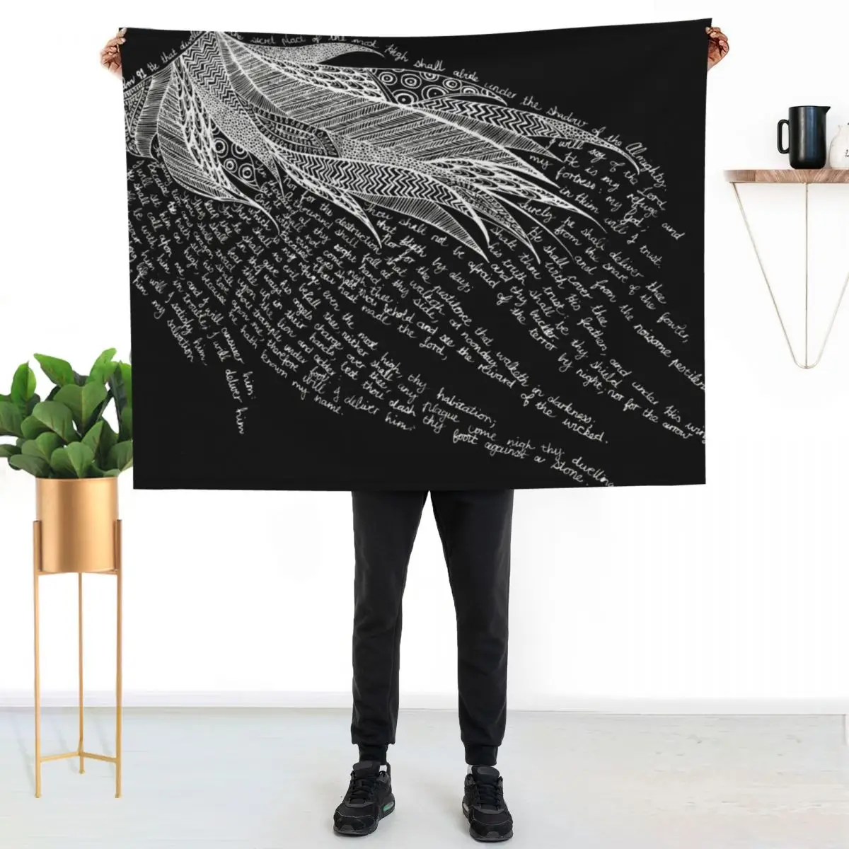 Psalm 91 (on Black) Throw Blanket Stuffeds Sofa Decorative Throw Summer Beddings Sofa Throw Soft Plush Plaid Blankets