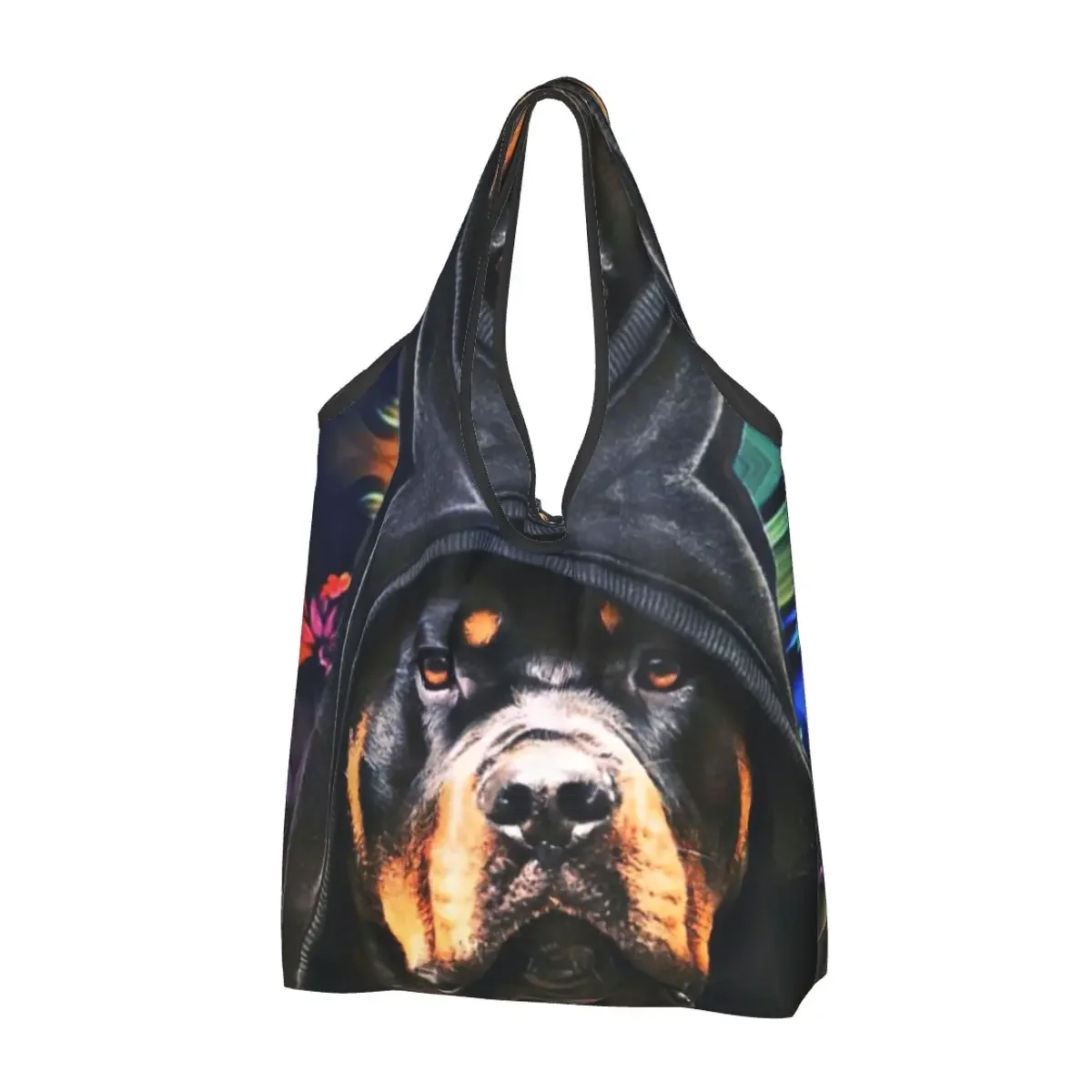 Cute Rottweiler Dog Shopping Tote Bags Portable Groceries Shopper Shoulder Bag