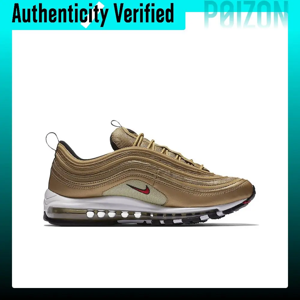 Zapatillas de running Nike Air Max 97 para hombre, modelo de caña baja, color dorado y rojo, DM0028-700.