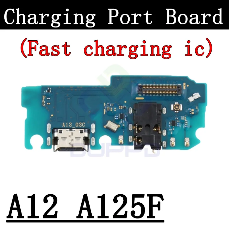 Top Ear Loud Speaker SIM Card Tray Charging Port Board For Samsung A12 A127 A125F Fingerprint Sensor Signal Volume Flex Cable