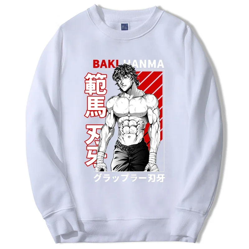 Hanma tray-Sudadera con capucha de anime japonés para hombre, ropa de calle de manga larga, forro polar, hip hop, 2024