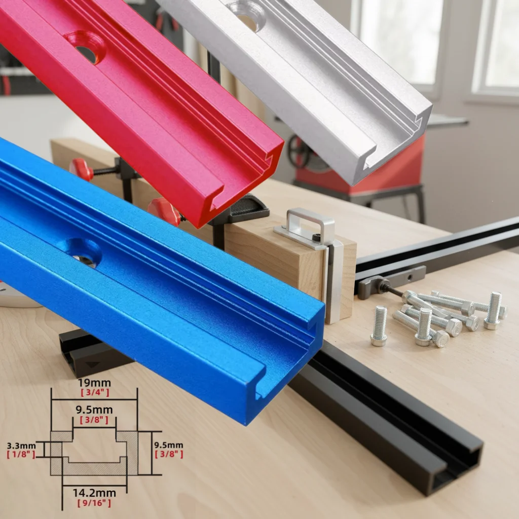 T-Track  Aluminum T-Slot Miter Track Jig for Woodworking Tables - Universal T-Screw Fixture Slot for Router Tables, Saw Tables
