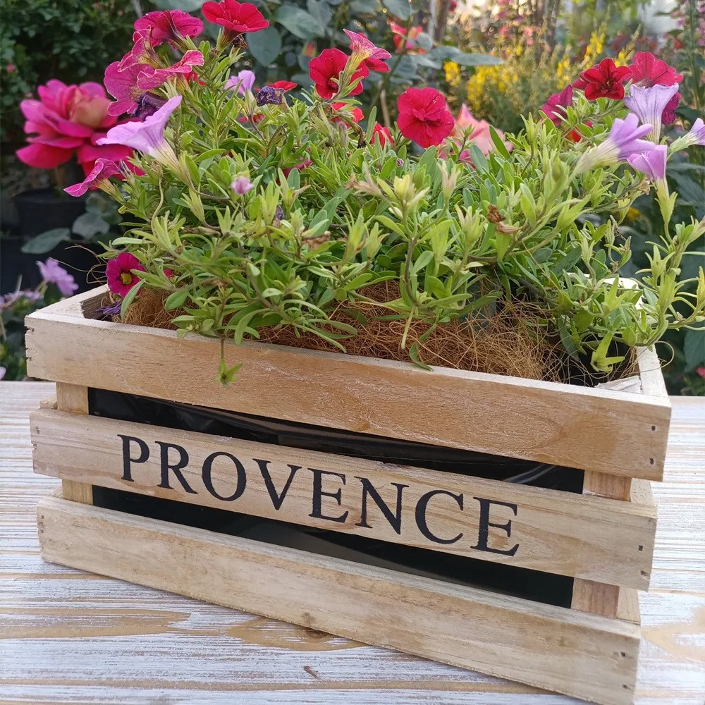 Деревянный ящик в стиле прованс, цветочная коробка в деревенском французском стиле, два цвета, декоративный настольный садовый контейнер