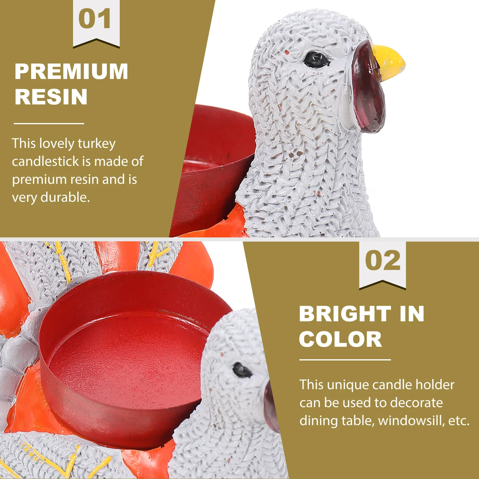 

Thanksgiving Turkey Candlestick Resin Vivid Color Turkey Holder Thanksgiving Table Decor Party Supply Cozy