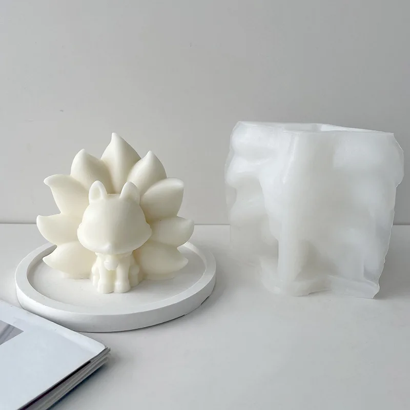 

9 Tails Fox Candle Mold Silicone Animal Forms for Candles Gypsum Mold Form Soap Plaster Resin Mold Cake Mould Home Decoration