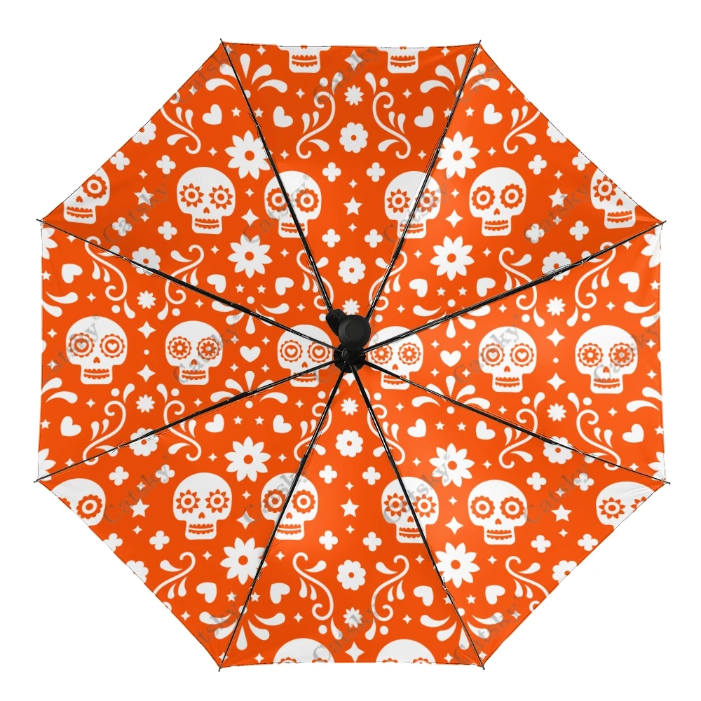 Bones and Skulls Pattern Wo Folding Umbrella Windproof Sunscreen  UV Protection Fashion Portable Gift Travel Outdoor Umbrellas