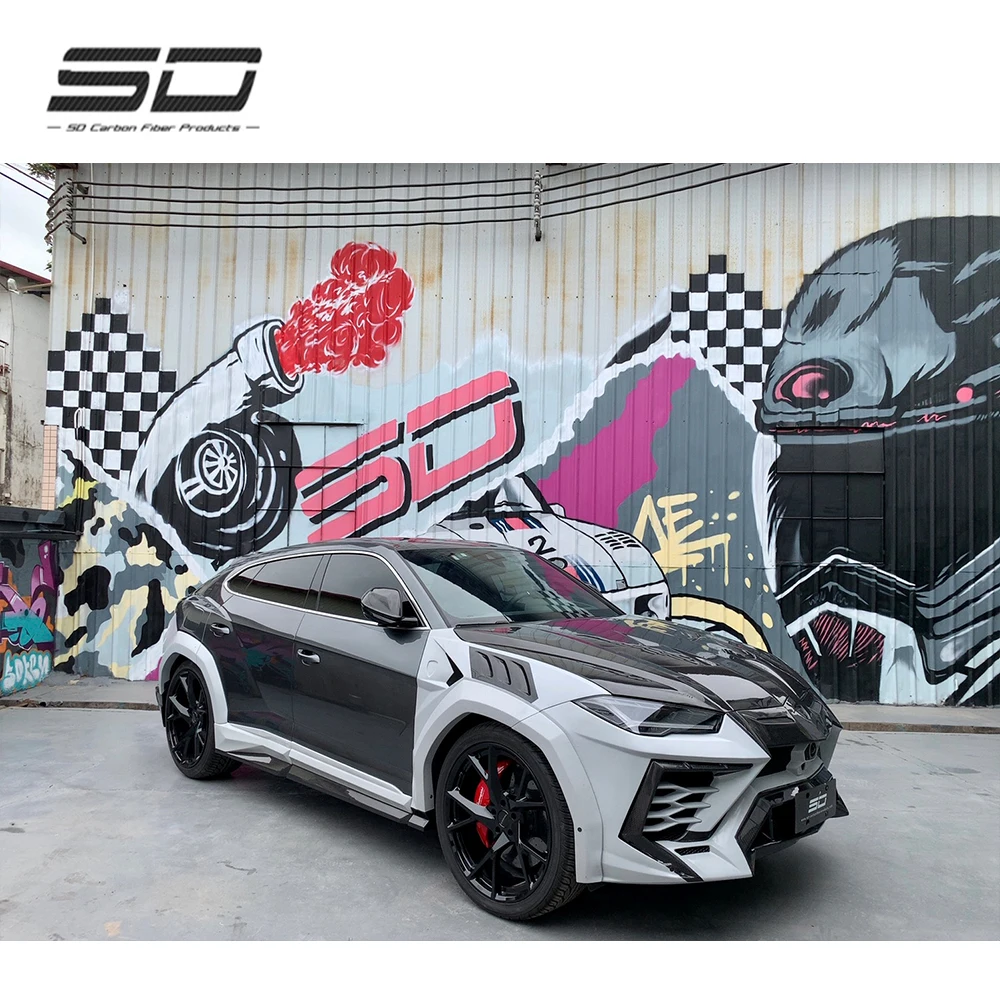 M Style Wide Body Kit Dry Carbon Fiber Side Skirt +Wide Body Extensions For  Lamborghini URUS