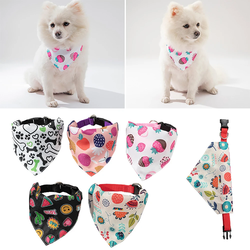 Pet Dog Neck Scarf Puppy Cat Dog Collar Bandana Collar Scarf with Leather Collar Accessories Adjustable Pet Puppy Cat Scarf