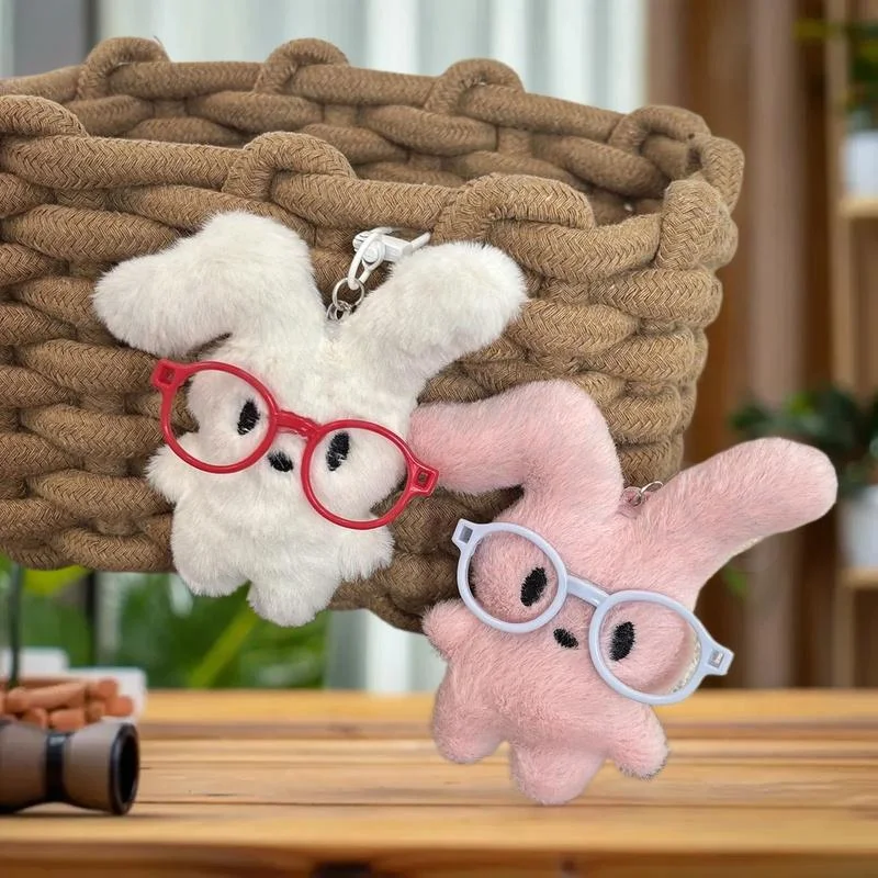 حلقة مفاتيح قطيفة على شكل أرنب أحمر على شكل أرنب؛ رائعة كديكور حقيبة الظهر وهدايا للأزواج #6