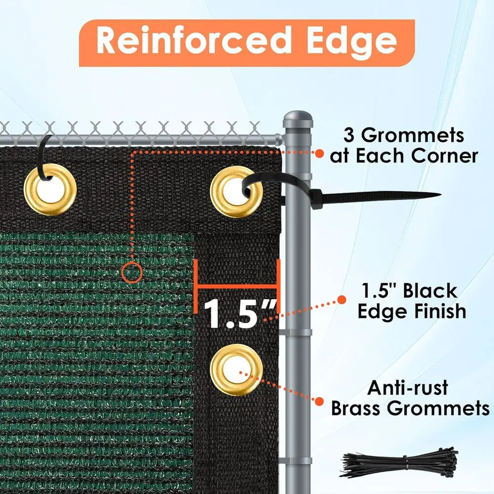 Cerca verde de tela de privacidade de 4x50 pés, malha corta-vento de jardim ao ar livre, barreira de rede de vela de sombra com fixações reforçadas e gola de latão