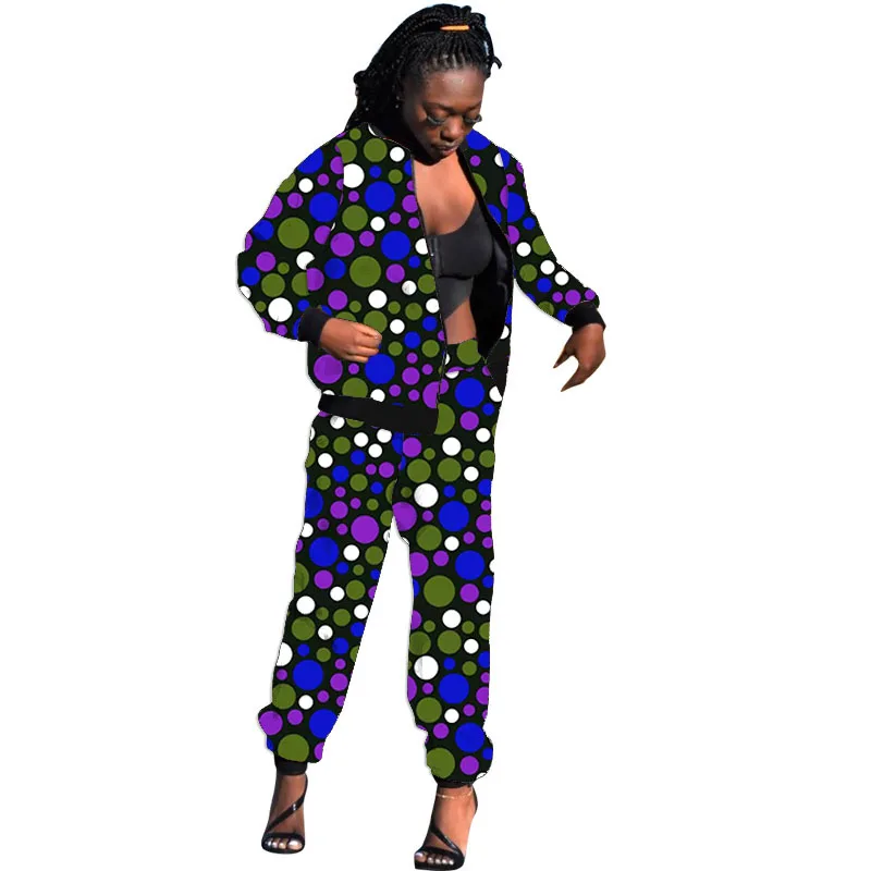 

Оригинальный дизайн, Африканский принт, женские повседневные Костюмы, индивидуальная куртка-бомбер с брюками для бега, женские костюмы