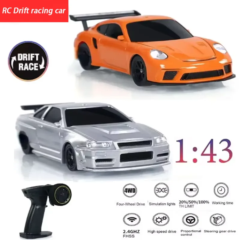 2.4G RC Drift Car 1:43 4WD Remote Control Car High Speed Four Wheel Drive Radio Controlled Mini Racing Car Model Boys Toys Gifts