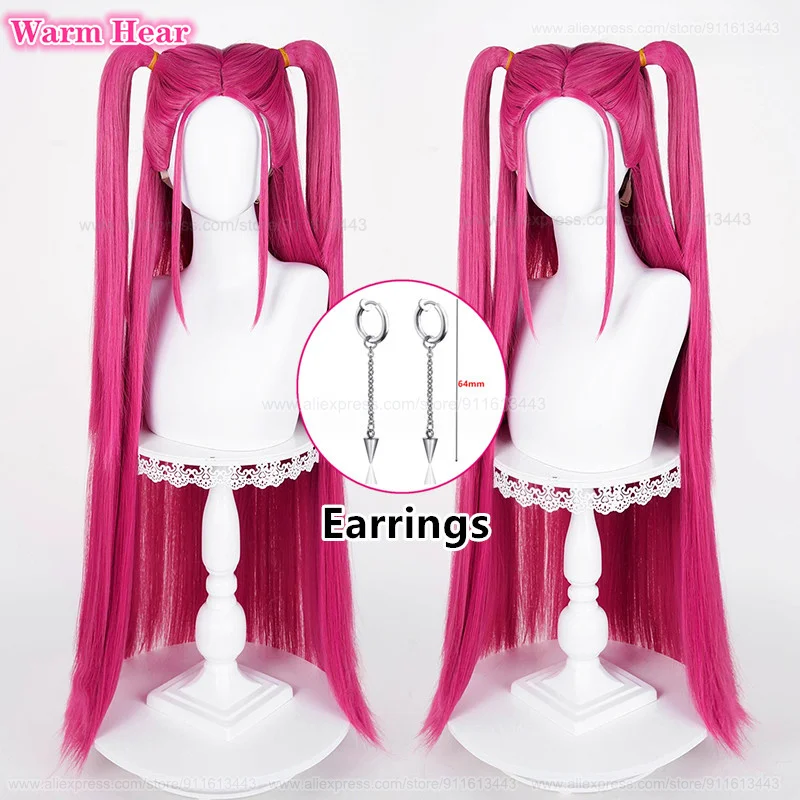 

Аниме Синтетические волосы Mira Long 90 см Розово-красный Двойной хвост Косплей Аниме Парик Термостойкие волосы Парики для Хэллоуина + Кепка для парика