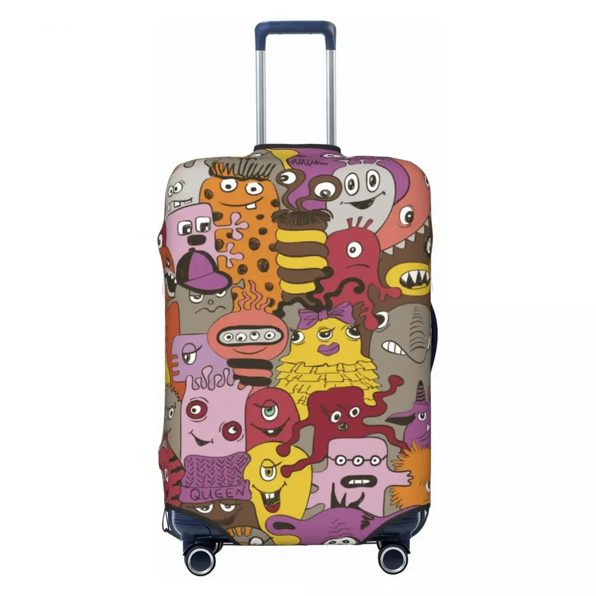 Funny Monsters Suitcase Cover Christmas Gift Flight Colorful Cartoon Fun Luggage Supplies Travel Protector