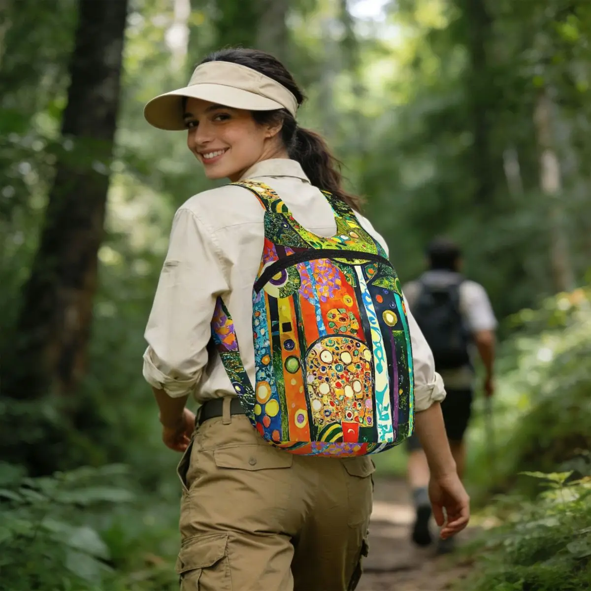 Funky Fantasy Forest Colorful Abstract Trees Digital Backpack Student BookBag Children Storage School Bag Computer Shoulder Bags