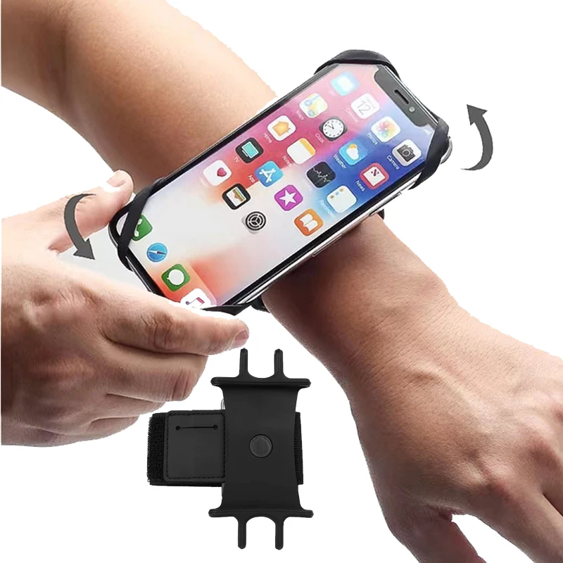 Brazalete deportivo con rotación de 360 grados para teléfono celular, funda universal para muñeca, soporte para teléfono para smartphones de 4 a 6.5 pulgadas