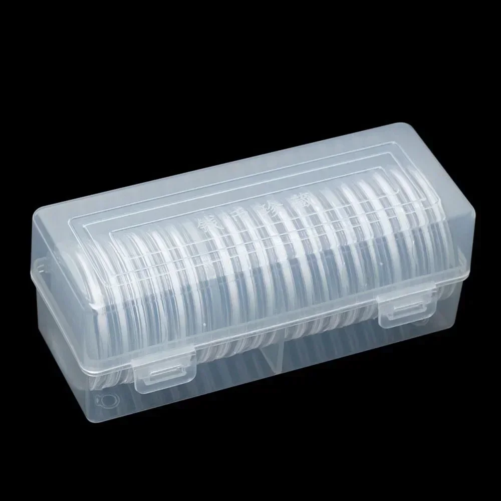 20 adet 17/20.5/25/27/30/32/40/46mm Temizle Yuvarlak Para Kapsül Tutucular saklama kutusu Taşınabilir Konteyner Ekran Toplama Kutusu