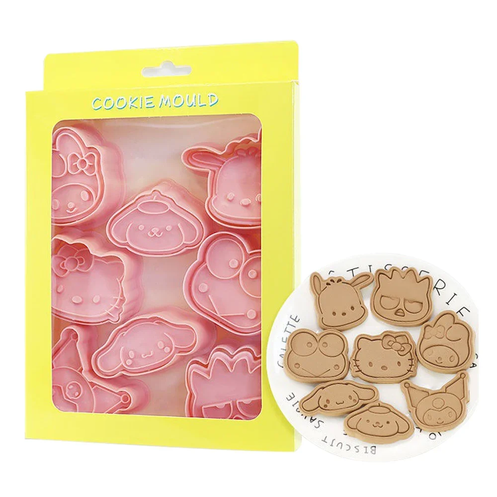 8pcs/Set Figures Cookie Cutters Cartoon Hello Cat DIY Bakery Mold Biscuit Press Stamp Embosser Sugar Pasty Cake Mould