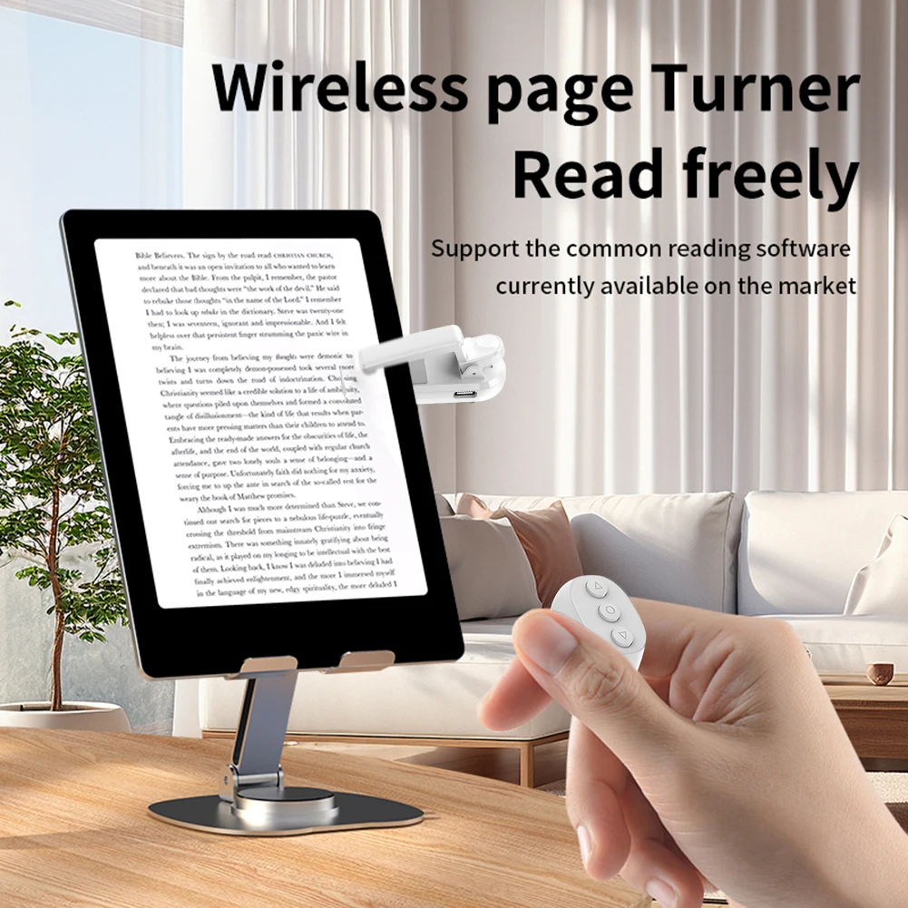 Wireless Remote Tablets Page Type-C Rechargeable Multifunction Page Turner Clicker Lightweight for E-book Clicker Accessory