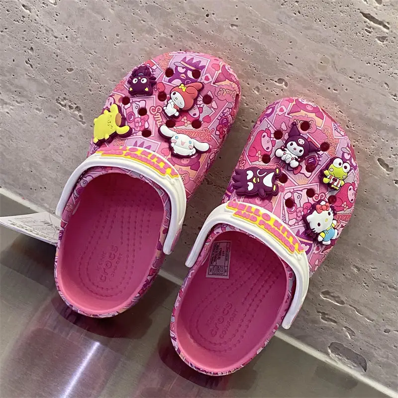 

Sanrio Hello Kitty Cartoon Beach Girls Soft-Soled Baotou Hole Shoes Outdoor Seaside Non-Slip Kuromi My Melody Children'S Shoes