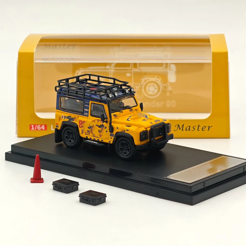 1:64 마스터 디펜더 90 다이캐스트 장난감 자동차 모델 미니어처 취미 수집품 선물 액세서리 포함
