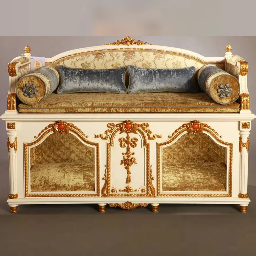 

AA Style solid wood carving European style luxury cat and dog villa small dog cat house double row room cat and dog villa