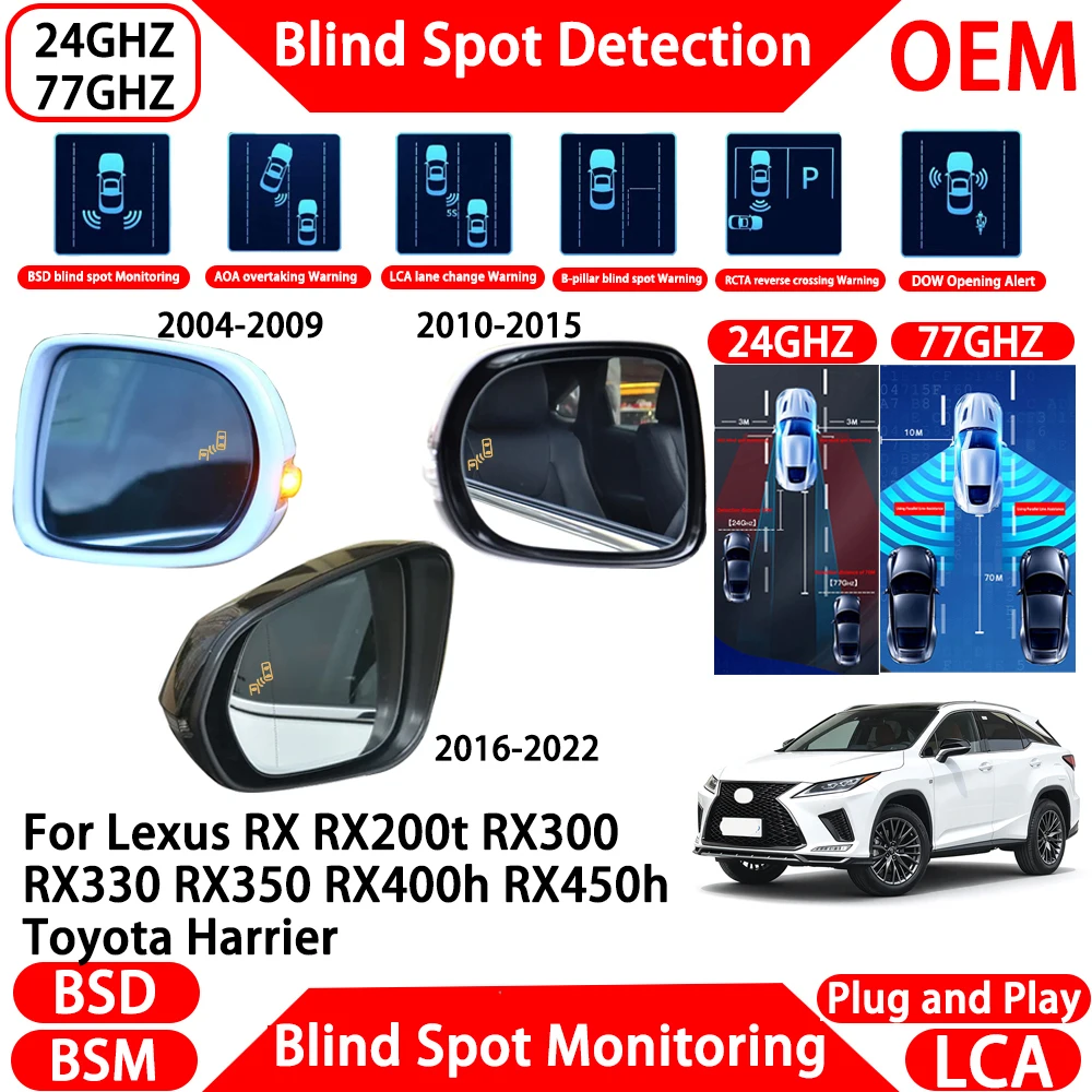 for Lexus RX RX200t RX300 RX330 RX350 RX400h RX450h Toyota Harrier Blind Spot Assist Monitoring Detection System Millimeter Wave