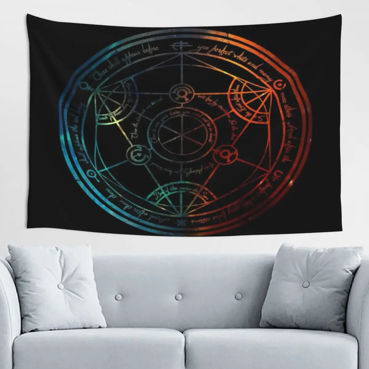 Space Nebula Human Transmutation Circle Trippy Tapestry Wasserdichter Boho-Wandteppich zur Raumverzierung