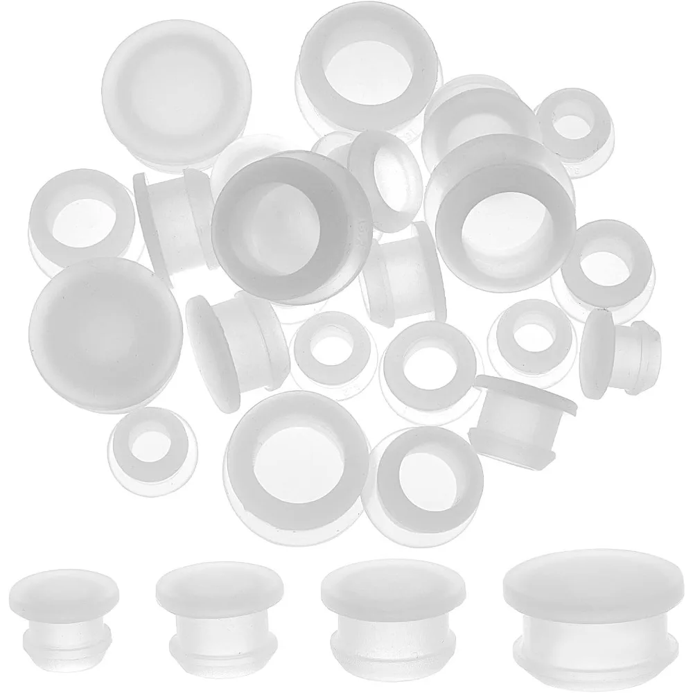 24Pcs 4 Sizes Silicone Stoppers for Salt and Pepper Shakers 1/2 15/32 23/64 11/16 Inch Salt Plug Stopper Replacement Bottle