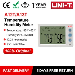 UNI-T A12T A13T Digital LCD Thermometer Hygrometer Temperature Humidity Meter Alarm Clock Weather Indoor Outdoor Instrument