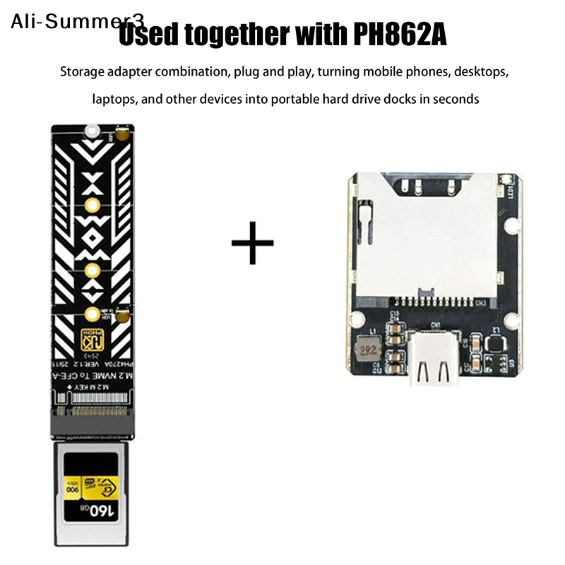 【Ys】M.2 M Key To CFexpress A Expansion Card Riser M2 To CFE A Memory Card Adapter Converter Supports 2230 2260 2280 M2 NVME SSD