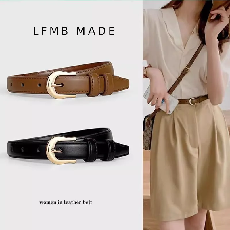 Belt Summer Brown Belt with Fine Matching Western Pants Simple and Versatile Belt 2024 New Fashion Decoration