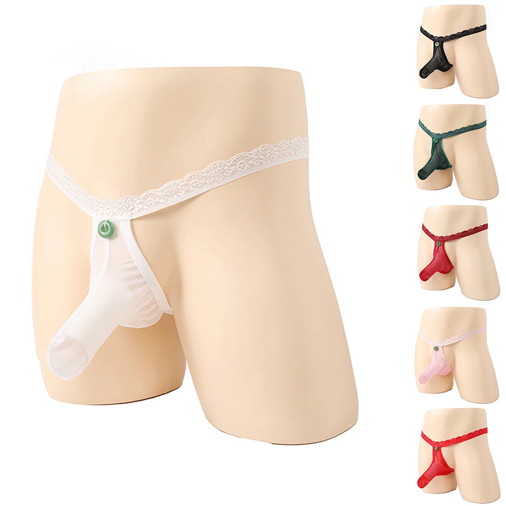 Mesh G-String Lace See Through Underpants Daily Wear Dark Red Gay Pouch Underwear New Condition Thong Mesh G-String