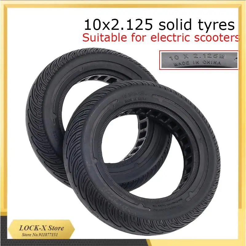 

10x2.125 Solid Tire for Scooter, Airless Tyre Flat Free Puncture Proof Tire for E-Scooter Electric Bike Wheel Replacement