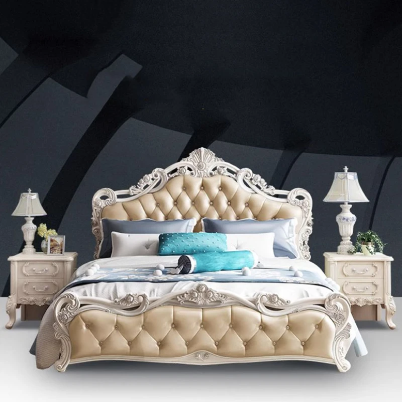 Designer Holder Double Bed Frame Waterproof Aesthetic Girl Frame Bed Queen European Cabecera De Cama Furniture For Bedroom