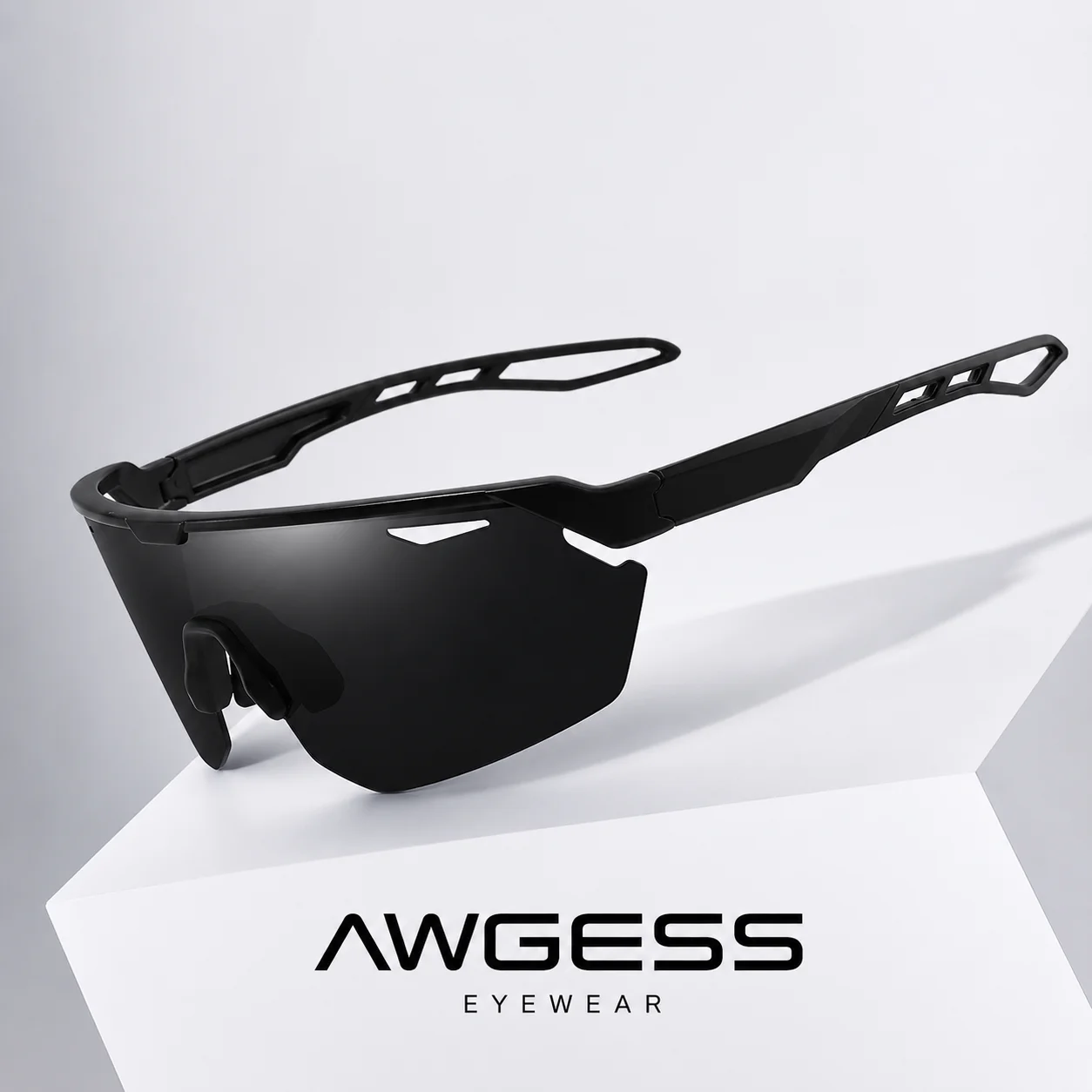 Polarisierte Fahrrad-Sonnenbrille für Herren, randlose Sportbrille, UV400, für Outdoor-Aktivitäten, Laufen, Fahren, Angeln, winddichte Sonnenbrille