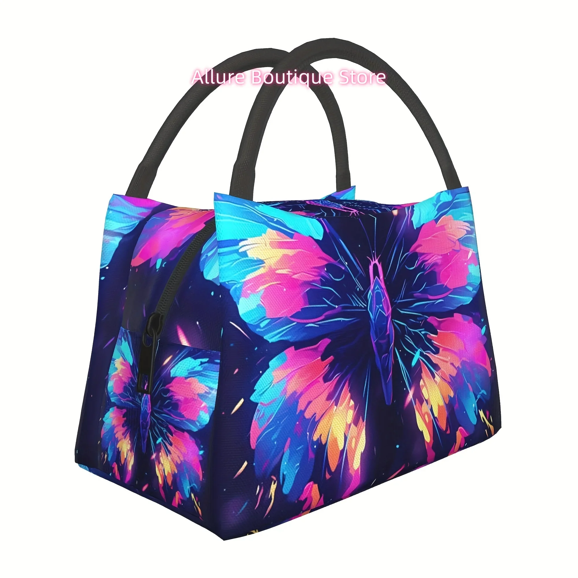 1pc reusable refrigerated bag, insulated bag, and insulated lunch bag with colorful butterflies, suitable for camping, picnickin