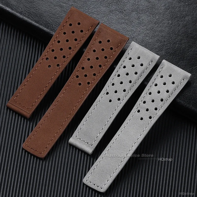 20mm 22mm 24mm Leather Watch Strap for Tag Heuer Carrera Monaco Watch Belt Black Brown Bracelet Wristwatch Watchband Soft Strap