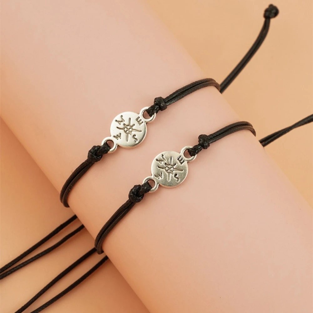 20PCS Women's Couple Card Bracelet Fashion Compass Hand Woven Rope Pendant Friendship Girlfriend Jewelry Lucky Bracelet