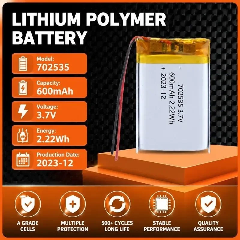 [New] 100pcs 702535 Polymer lithium battery 600mAh aromatherapy machine, driving recorder LED headlight 3.7V