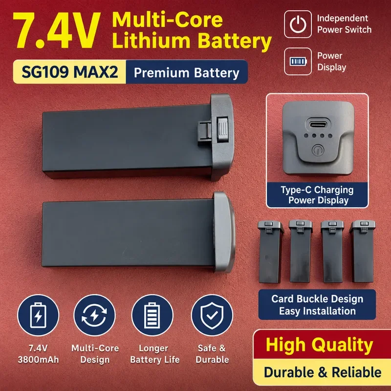 for SG109MAX2 Drone 7.4V 3800mAh Lithium Battery Module Large Capacity Long Battery Life Replacement Accessories