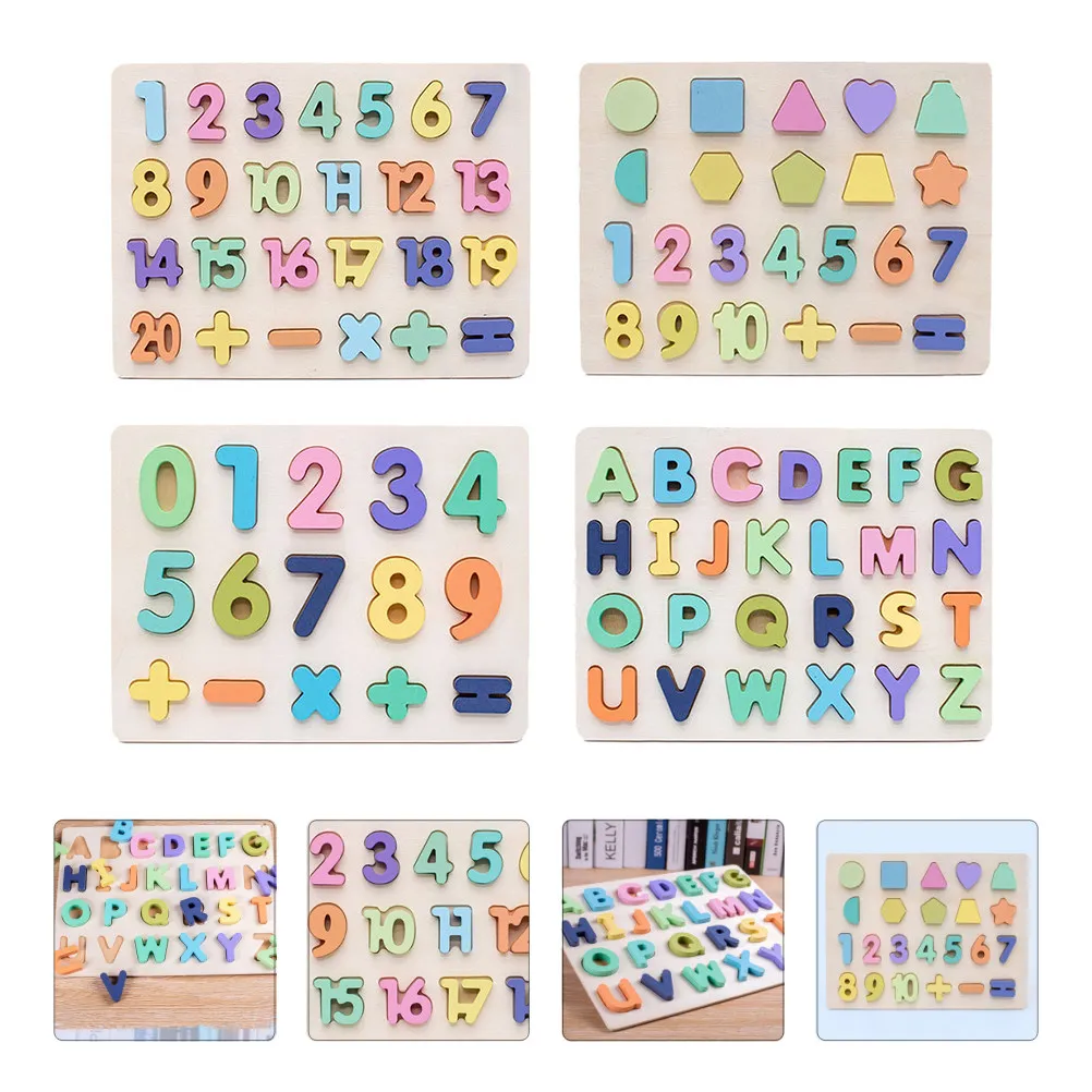 

1Set Children Number Letter Puzzle Board Bright Color Educational Blocks Early Education Learning Puzzle Games for Kids