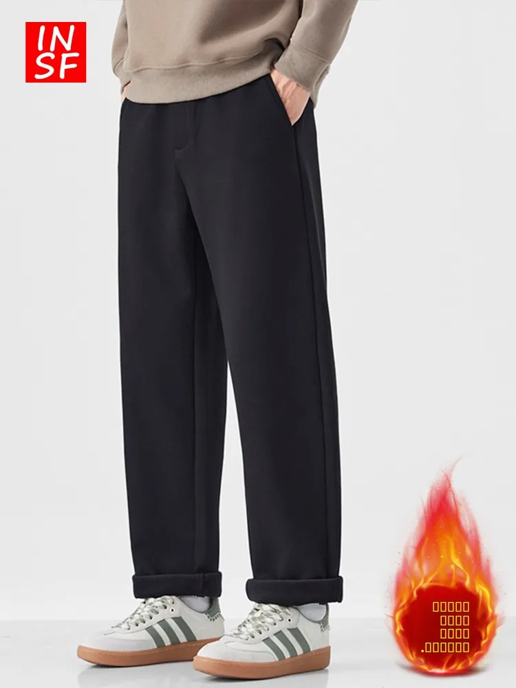 

Мужские повседневные брюки Thiened Fce, зимние, прямого кроя, свободные, легкие, деловые, повседневные, в корейском стиле